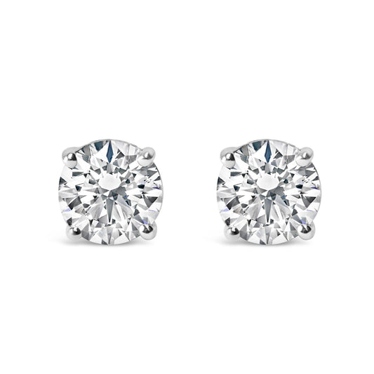 14K Gold 1.0 Carat Round Brilliant Cut Lab Grown Diamond 4-Prong Classic Solitaire Stud Earrings-1